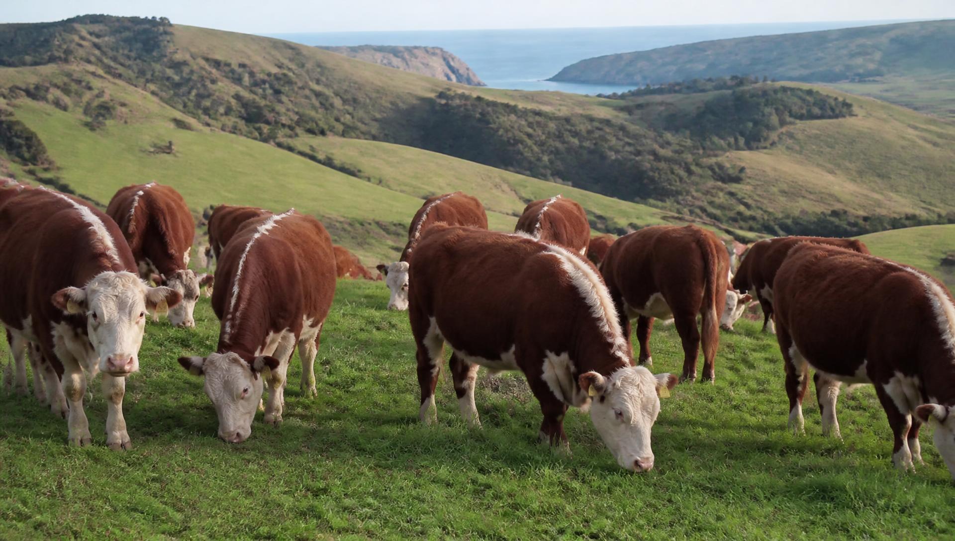 Beef cattle standing in a New Zealand paddock